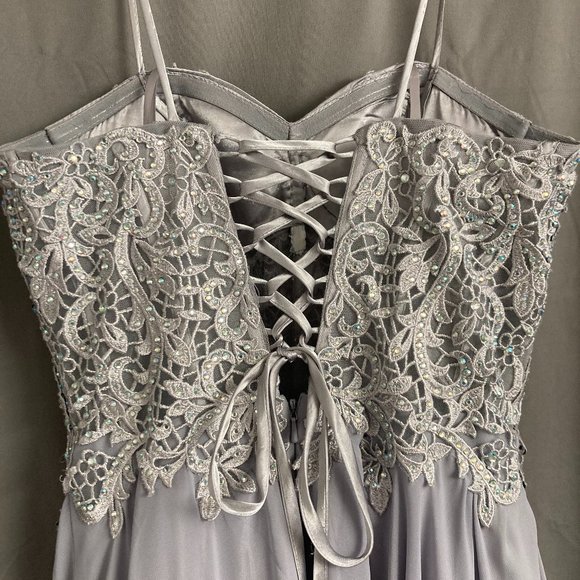 Size 3 Purple/Grey long formal dress - Picture 3 of 5